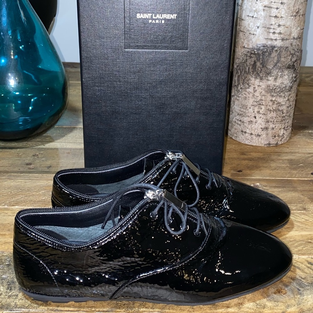 Saint Laurent Patent Lace Up Derby Shoes